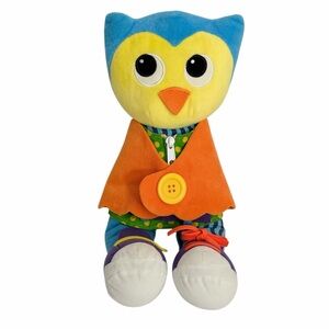 Kidoozie Dress Me Owl Plush Learning Toy Buttons Zipper Laces Fine Motor Skills